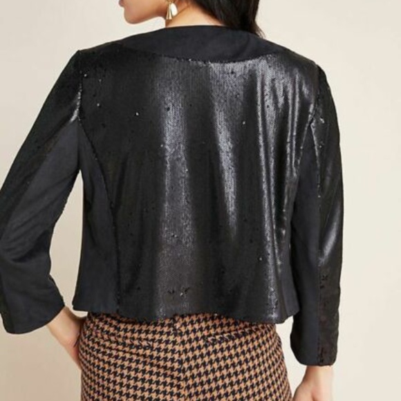 Anthropologie SHONDA Black Cropped Sequin Jacket - Picture 2 of 10